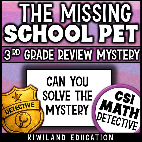 3rd grade math review mystery for math centers, early finishers, sub plans and homework
