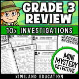 3rd grade math review packet no-prep detective worksheets 4th grade