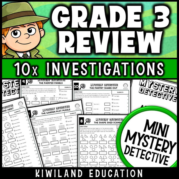 3rd grade math review packet no-prep detective worksheets 4th grade