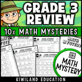 3rd grade math review packet, no prep detective worksheets for 3rd and 4th grade