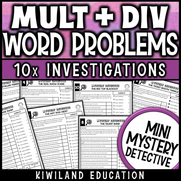 3rd grade multiplication word problems with equal groups and arrays, math detective activities with answer keys included