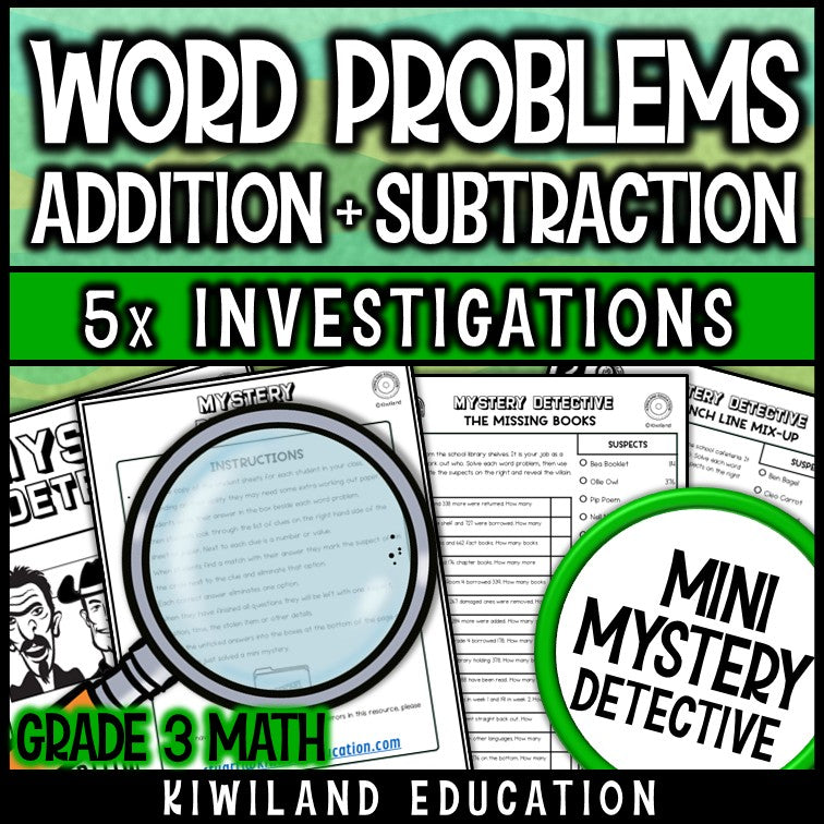 3rd grade word problem worksheets school detective theme math centers