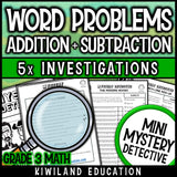 3rd grade word problem worksheets school detective theme math centers