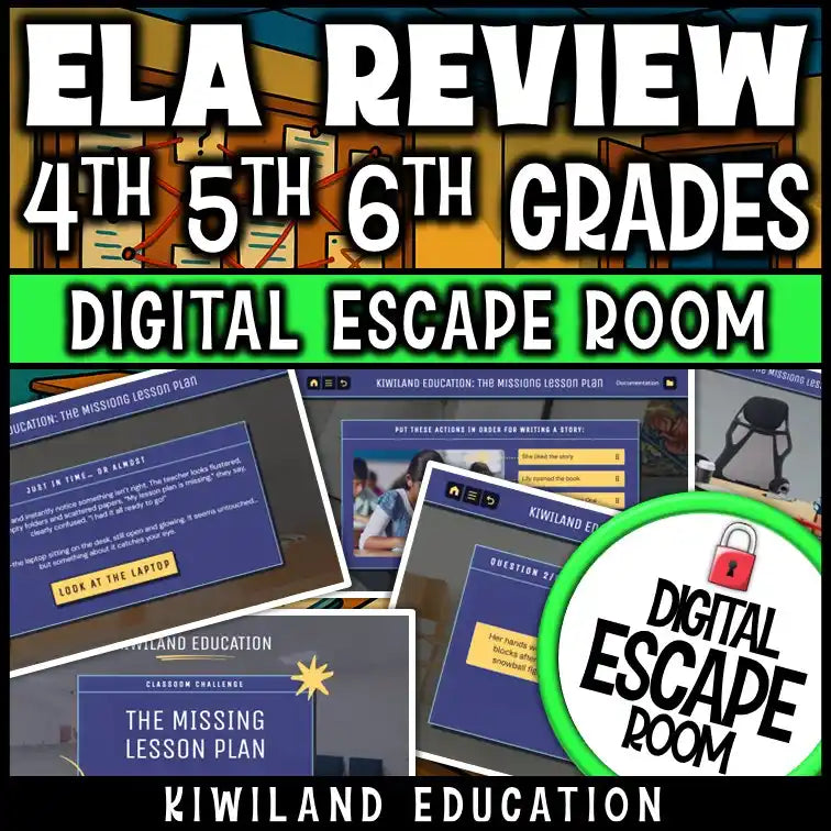 Interactive ELA mystery game with sentence ordering and self-checking puzzles
