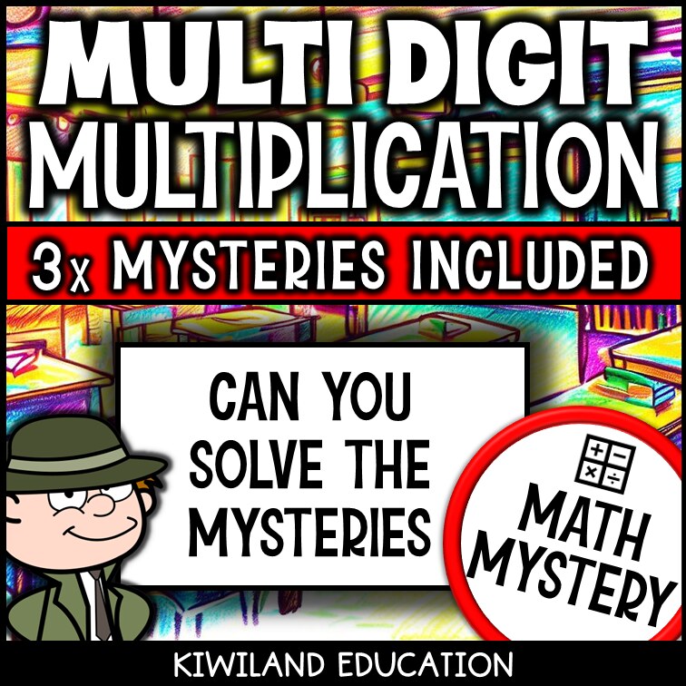 Can you solve the mysteries, printable 4-digit by 1-digit multiplication activity