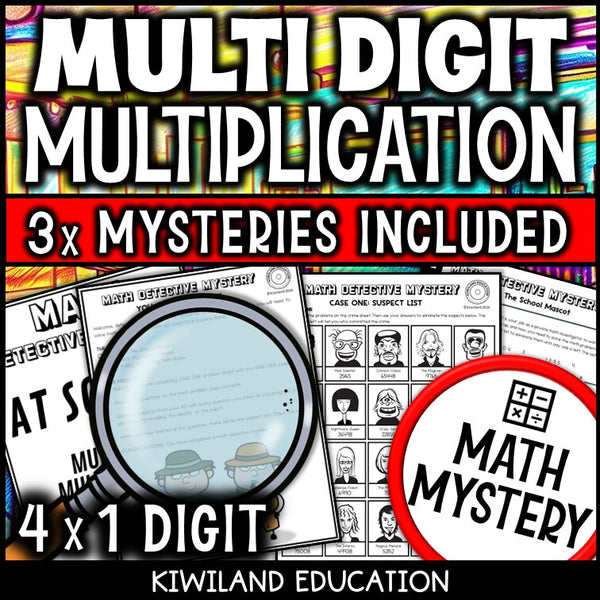 Sample 4-digit by 1-digit multiplication worksheet, the School Mascot case