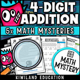 Math mystery activity for large-number addition with regrouping