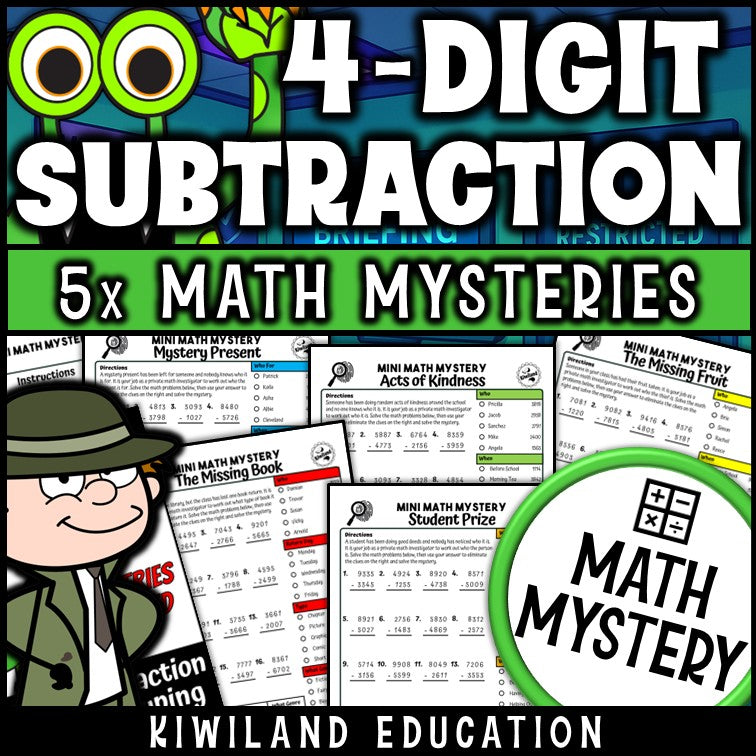 4-digit subtraction with regrouping printable worksheets for grades 2 to 4