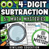 Fun subtraction math mystery activity for elementary students