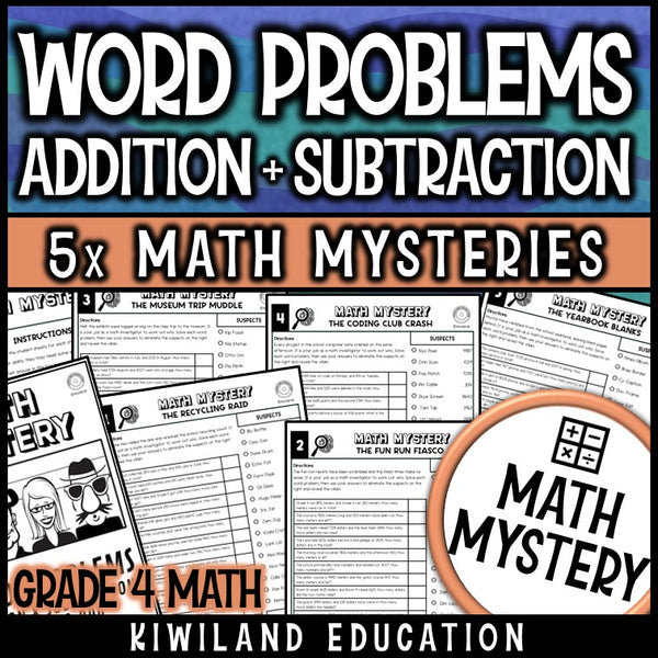 4th grade addition and subtraction word problems math mystery worksheets