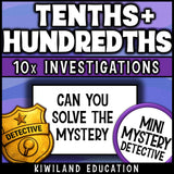 Can you solve the mystery? No prep 4th grade decimals detective activity for math centers, early finishers, sub plans and homework