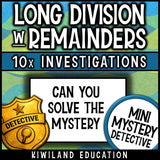 Can you solve the mystery? A print and go 4th grade division activity with a zoo theme for morning work, homework and sub plans