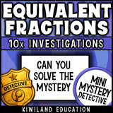 Can you solve the mystery? No prep 4th grade fractions detective activity for math centers, early finishers, sub plans and homework