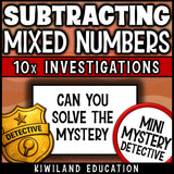 Can you solve the mystery? No prep 4th grade fractions detective activity for math centers, early finishers, sub plans and homework