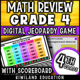 4th grade math digital Jeopardy game cover, math review for grades 3–5