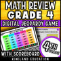 4th grade math digital Jeopardy game cover, math review for grades 3–5