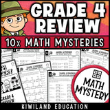 4th grade math review back to school math mystery worksheets, printable detective pack