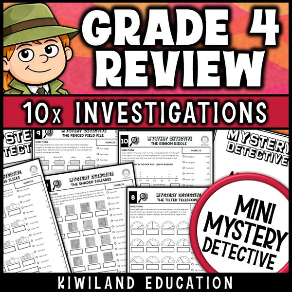 4th grade math spiral review no-prep detective worksheets 5th grade