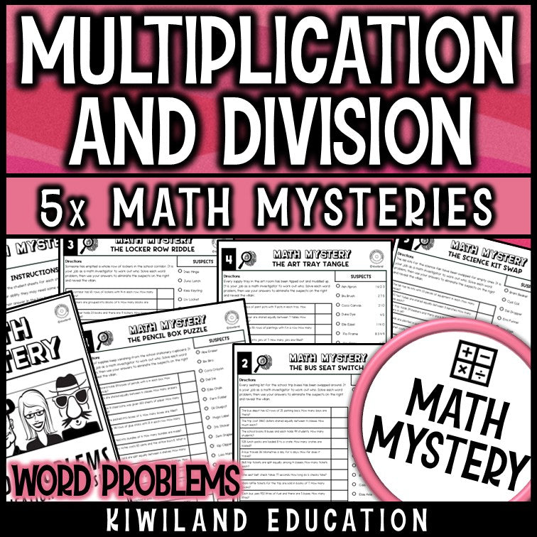 4th grade multiplication and division word problems math mystery worksheets