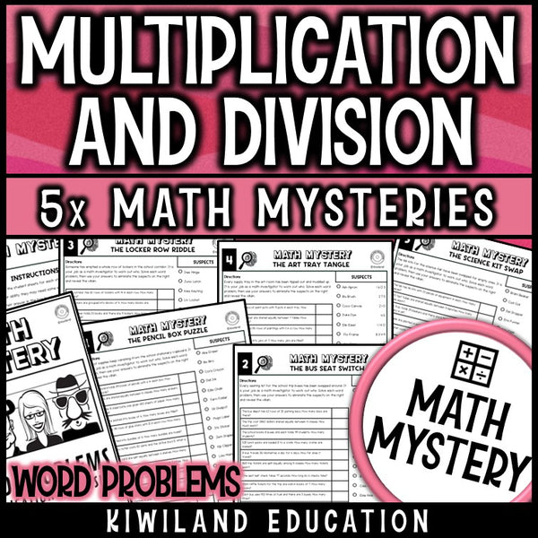 4th grade multiplication and division word problems math mystery worksheets