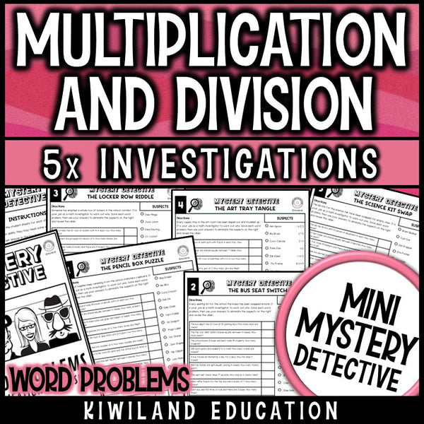 4th grade multiplication and division word problems mystery detective worksheets