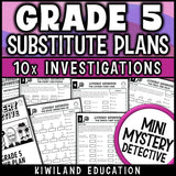 5th grade emergency sub plans mystery detective worksheets multiplication long division