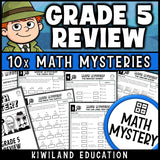 5th grade math review back to school math mystery worksheets, printable detective pack