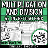 5th grade multiplication and division word problems mystery detective worksheets