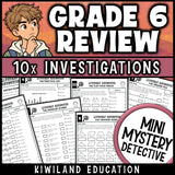 6th grade math review no-prep printable detective worksheets