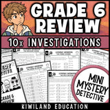 6th grade mystery detective back-to-school review worksheets