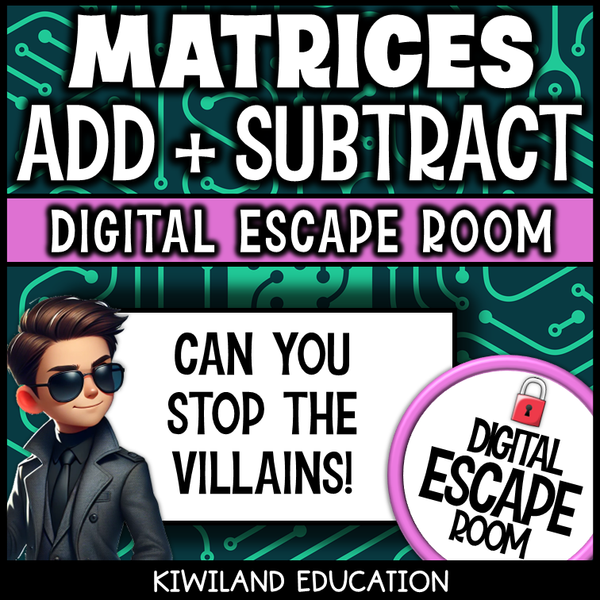 No-prep digital math game for practicing matrix addition and subtraction
