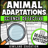 Earth science printable on animal adaptations with examples like camouflage and migration
