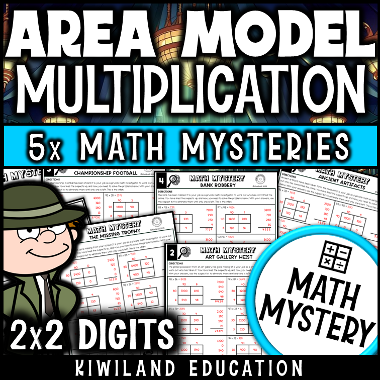 Printable 2x2 digit multiplication worksheet using area model
