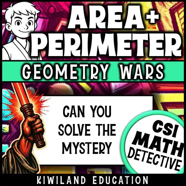 Area and perimeter activity pack with logic-based mystery format