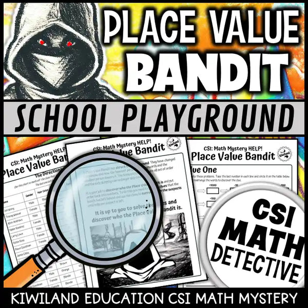 Place value to 1000 worksheet with CSI mystery clue format