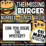 The Missing Burger math mystery cover showing 1st and 2nd grade skip counting practice