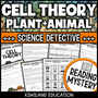 Reading mystery on Cell Theory and plant and animal cells with comprehension questions