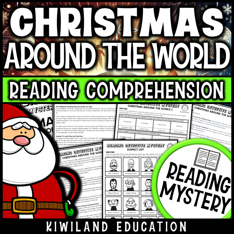 Printable Christmas Around the World reading mystery for upper elementary
