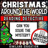Christmas literacy resource with reading passage, questions, and word search