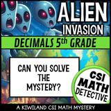 Alien invasion themed decimal game for classroom and homeschool