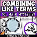 Distributive property with variables, no prep printable worksheets for grades 6 7 8