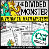 Student solving division puzzle in a CSI math mystery activity
