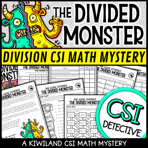 Student solving division puzzle in a CSI math mystery activity