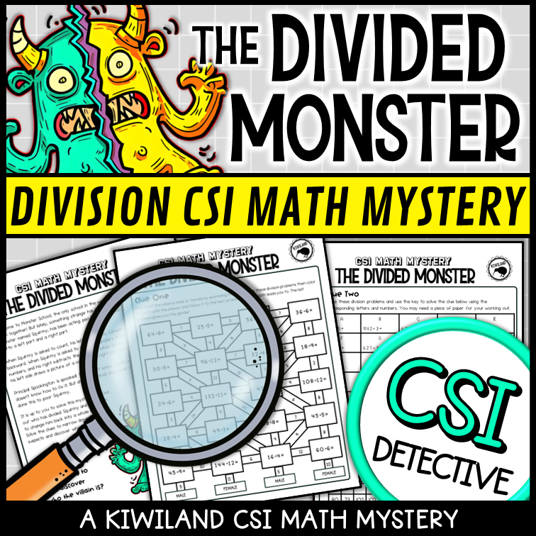 Printable long division worksheet for 4th grade math mystery