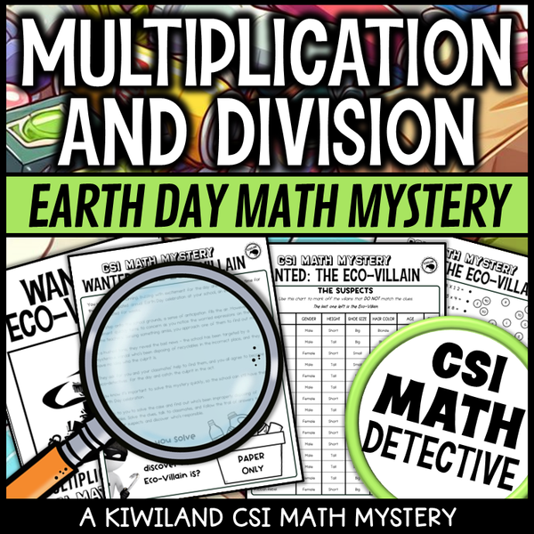 Printable spring math review with puzzles and suspect clues