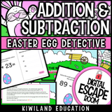 Spring-themed math game with Easter bunnies and animated puzzles