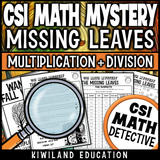 Printable CSI math activity with suspect elimination and puzzles