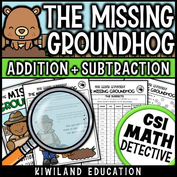 Subtraction and addition math puzzle worksheet for February classroom use