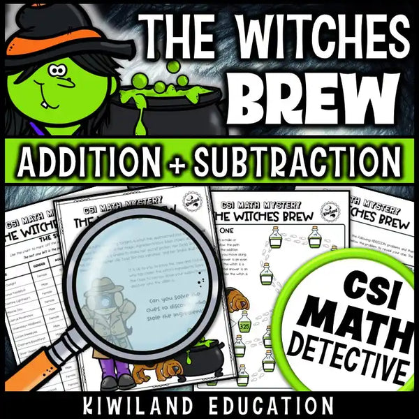 Student-friendly Halloween worksheet pack with spooky math clues and suspect elimination