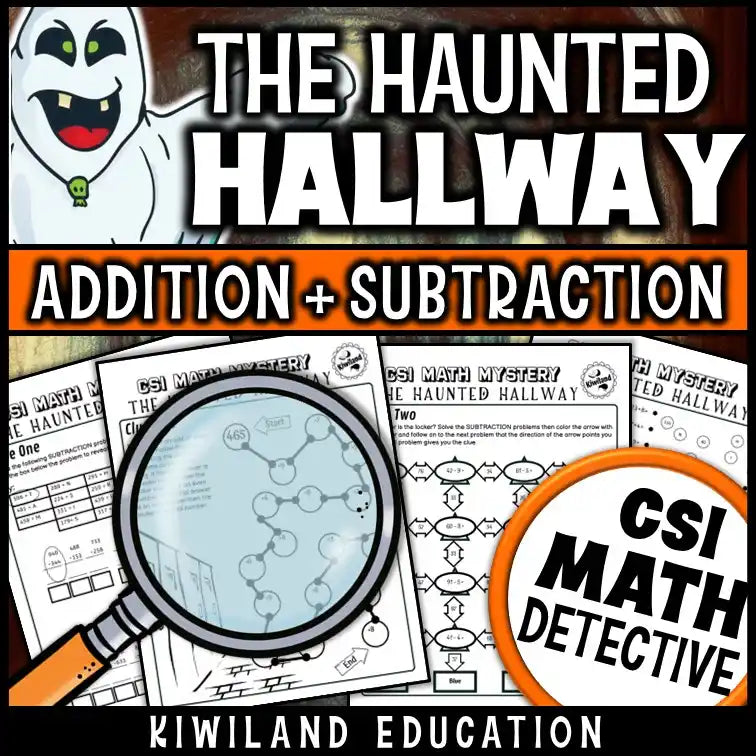 Halloween math activity engaging grades 2-4 in suspect-elimination gameplay